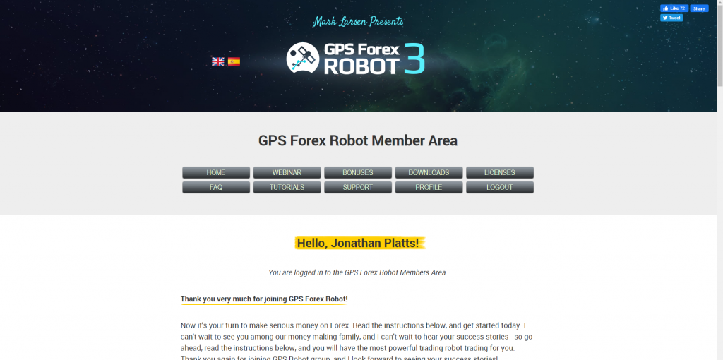 gps forex robot 3 members area image