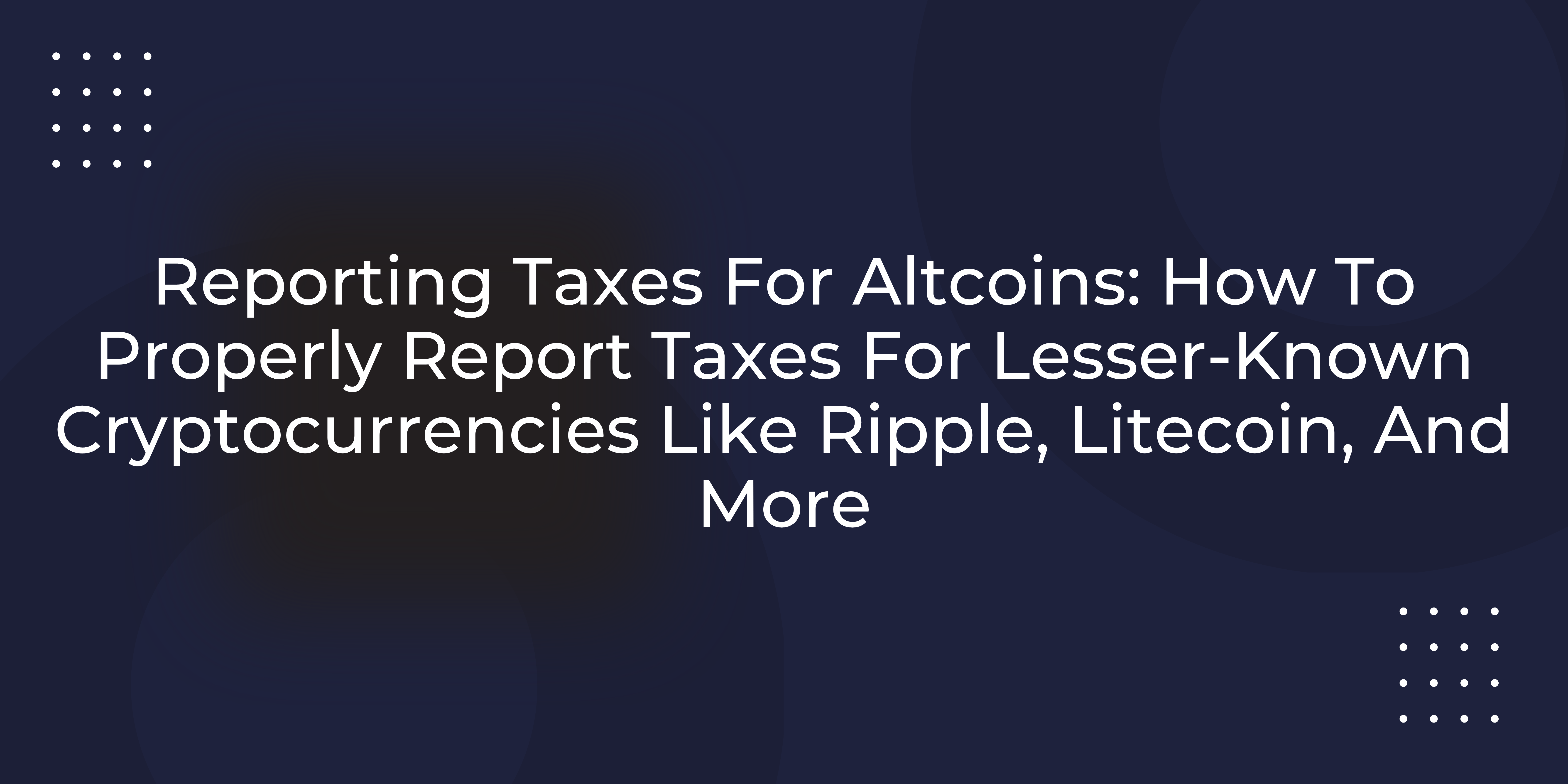 crypto taxes altcoins